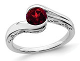 10K White Gold Natural Red Solitaire Garnet Ring 7/10 Carat (ctw)